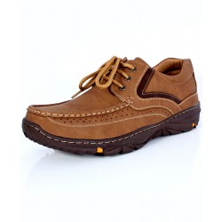 Brown Choco Stitched Doted Design Lace-Up Shoes DR-303